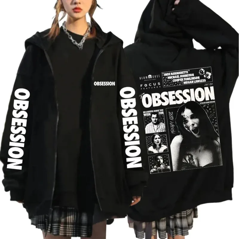 Horror Movie Obsession Nikki Zipper Hoodies Men's Women Casual Gothic Loose Long Sleeves Zip Up Hooded Sweatshirts Jackets Coats