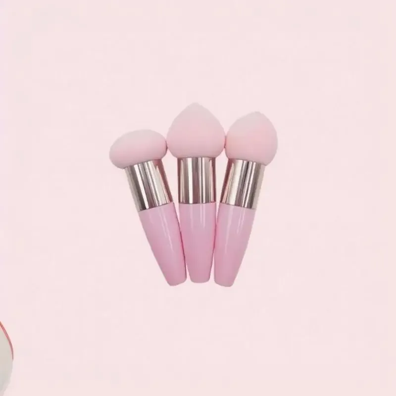 (.) 3 pièces pinceaux de maquillage tête de champignon femmes fond de teint beauté éponge bouffée de poudre avec poignée outil cosmétique de forme lisse