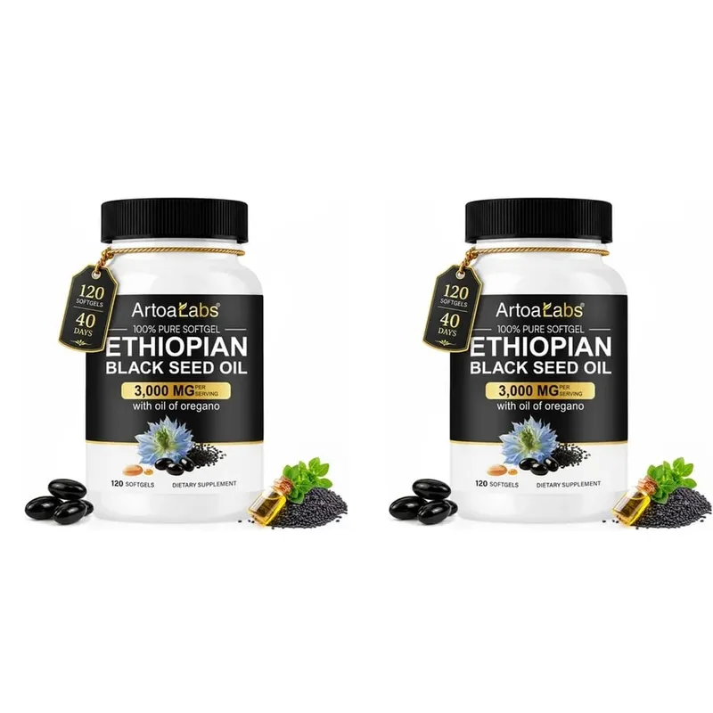 Ethiopian Black Seed Oil Softgels 3000mg with 100mg Oregano Extract for Immune Digestive and Daily Vitality Support 120 Count