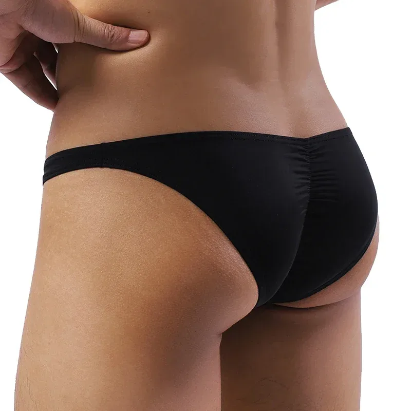 Sexy Men's Underwear Elastic Ice Silk Briefs Ultra-Thin Low Waist Panties — image 4