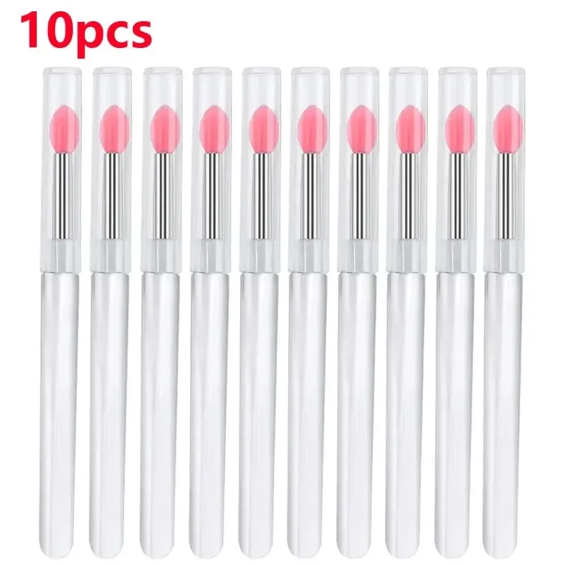 3/5/10Pcs Soft Silicone Lipstick Brush Lip Stick Applicator Portable Clear Handle Clean Microbrush Lipgloss Beauty Tool — image 10