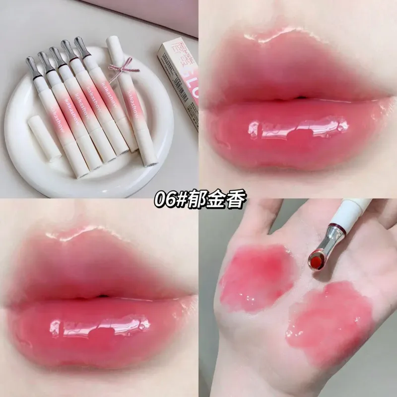 Kakashow Mirror Hydrating Lipstick (Iron Brush Tip) Gel Lip Gloss Hydrating Lip Gloss in 6 Natural Nude Shades Cosmetics