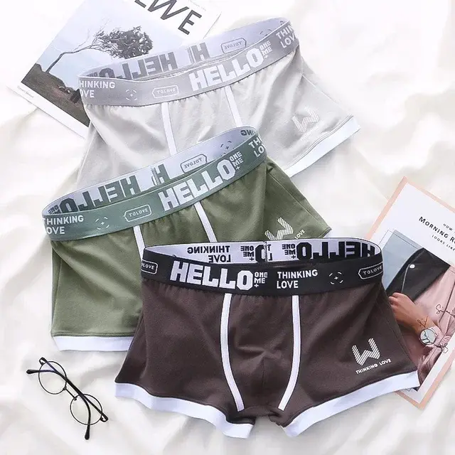 1st män boxershorts i bomull Trosor Underkläder3 färger L XL 2XL 3XL Mjukt brevbälte Andas Mjukt Mode Sport
