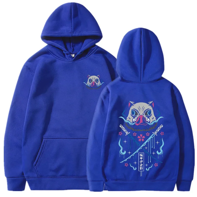 Inosuke anime hoodies das mulheres dos homens kimetsu não yaiba kawaii manga sweatshirts gótico harajuku com capuz pulôver casual streetwear