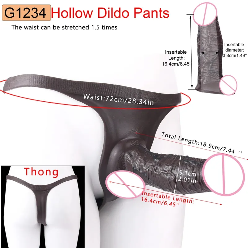 Big Knot Hollow Műpénisz Pants Felnőtt Férfi Pénisz Ujj насадка на член Fehérnemű pároknak Szex öröm Erotikus áruk — image 13