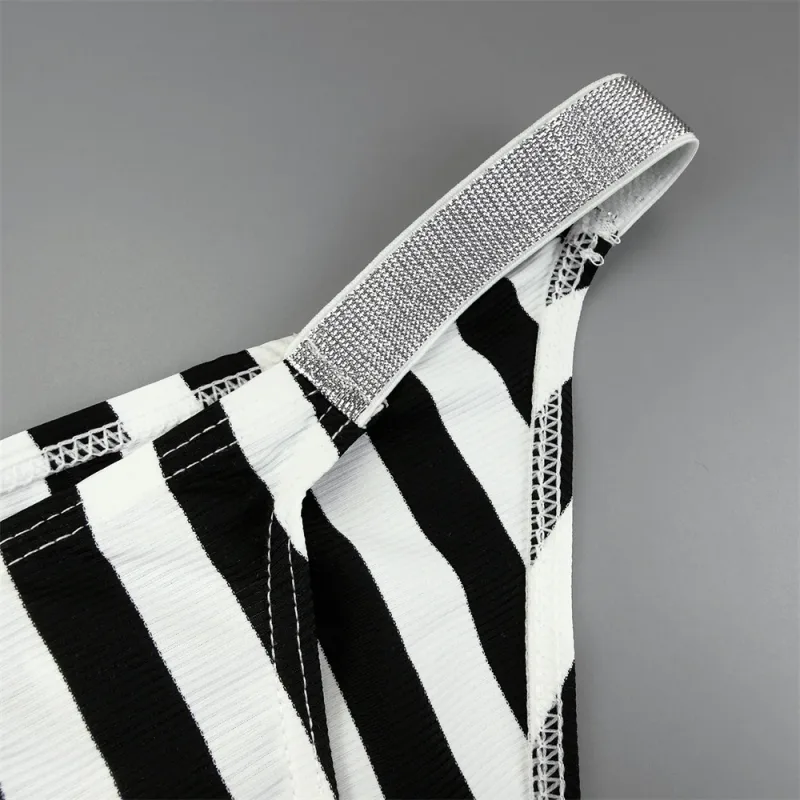 Lalaking Striped Shiny Belt na may Sexy High Fork Brief na Elastic at Kumportableng Bulge Pouch Panty Mabilis na tuyo Low Waist Panlalaking Panloob — image 9