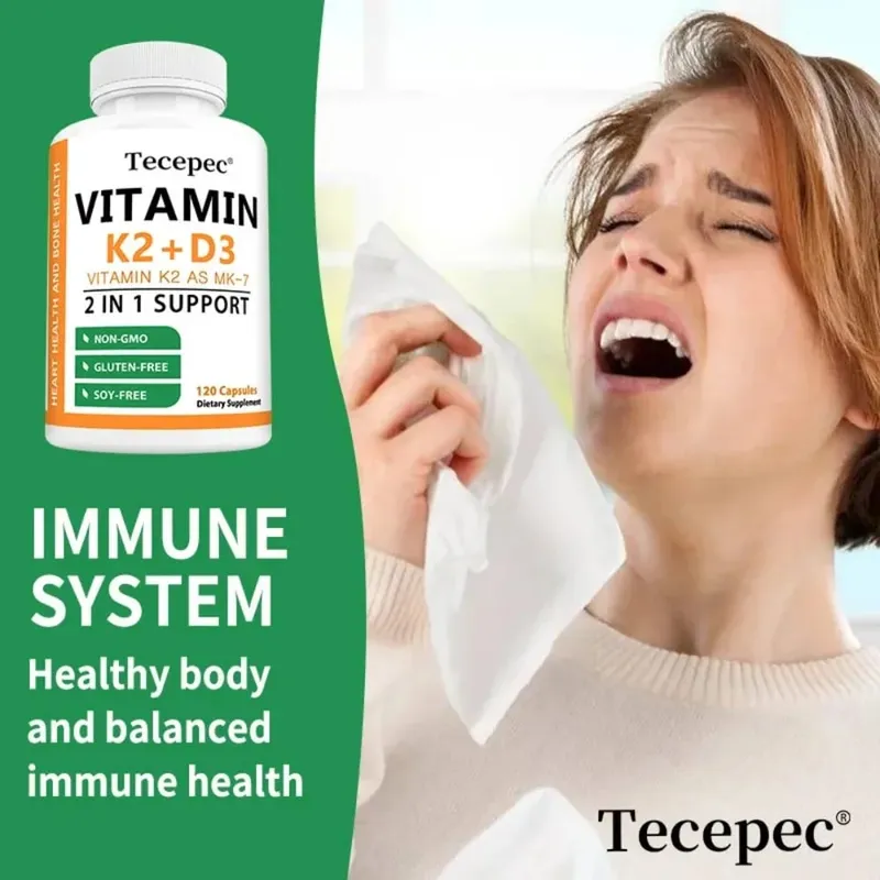 Vitamin D3 + K2 Softgels 2-in-1 Complex Bone Teeth & Immune Health Support Booster ανοσοποιητικού συστήματος — image 3