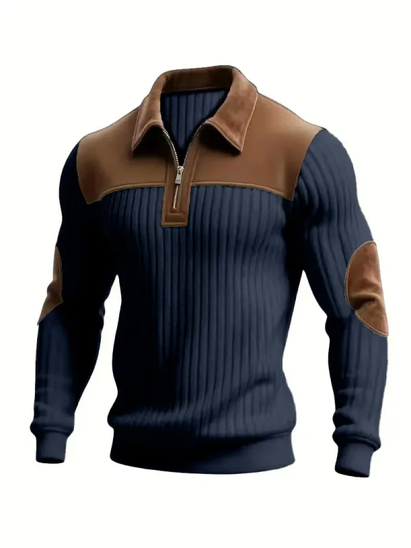 Hoodies moletom masculino 2026 nova malha lapela costura bordado casual esportes outono zíper moletom roupas masculinas — image 9