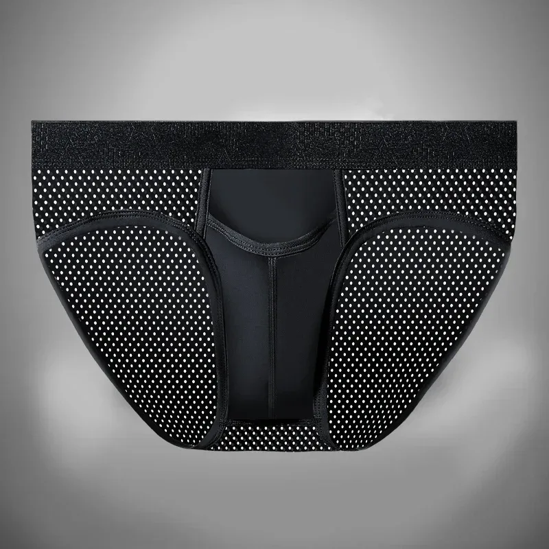 Calcinha de separação de bala masculina sexy u-convexo cuecas veia gelo seda escrotal aro esperma cordão shorts cabeças varicosas — image 3