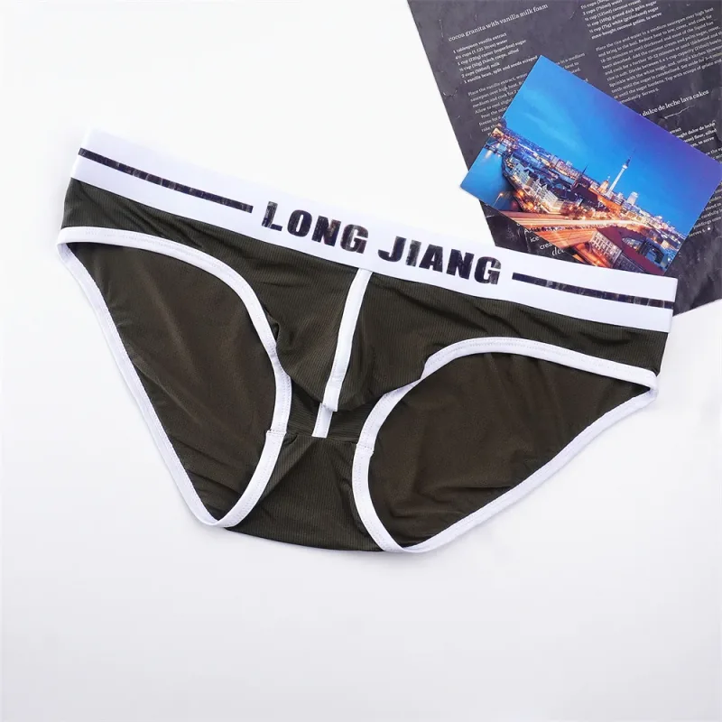 Sexy Men U Convex Underwear Slip Breathable Letters Waistband Ice Silk Briefs Plus Size Male Panties S-XL — image 20