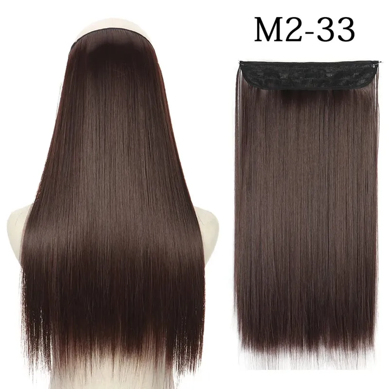 Συνθετικά Long Straight No Clip Invisible Line Hair Extensions 40 55 80cm Φυσικό Καστανό Ξανθό Fake Hairpiece για Γυναικεία — image 29