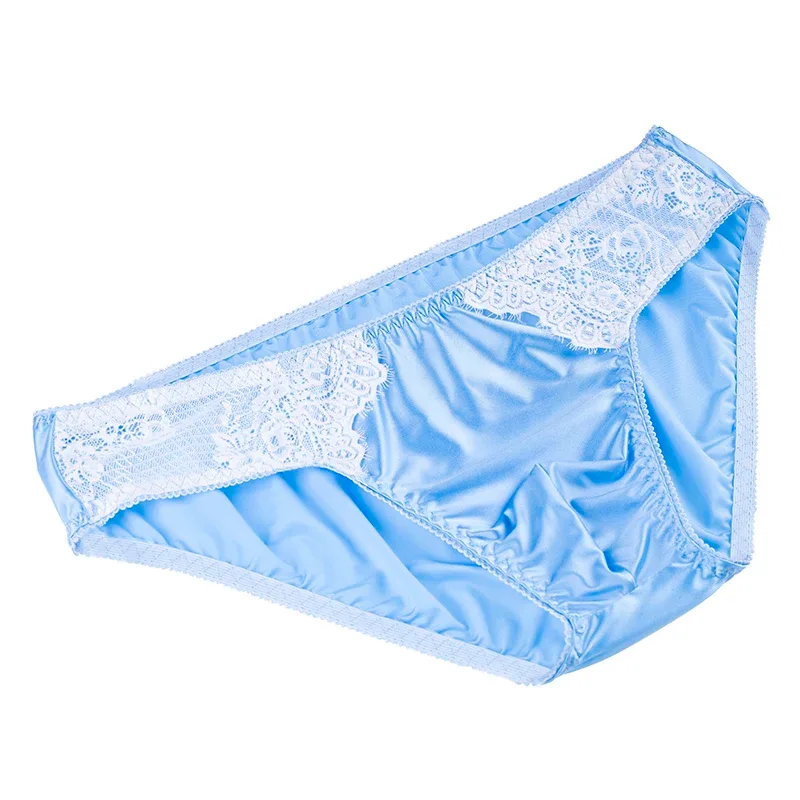 Men's Sexy Briefs Comfortable Healthy Elastic Soft Pouch mid Waist Pure Underwear Men's lace shiny gay underwear — image 12