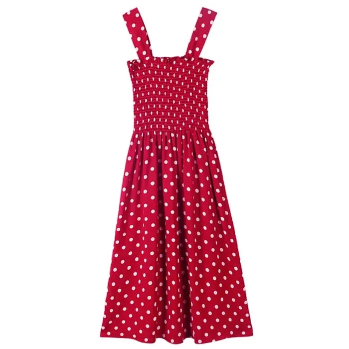 קיץ Befree Beach Long Vintage Dots קז'ואל סלסולים אלגנטית מסיבה מקסי רצועת Camis שמלת משיי Vestidos שמלות סקסיות נשים — image 4