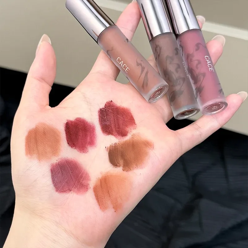 Punk Dark Brown Lip Mud Nude Matte Orange Brown Lip Gloss Raspberry Red Liquid Lipstick Waterproof Non Stick Cup Lip Tint Makeup
