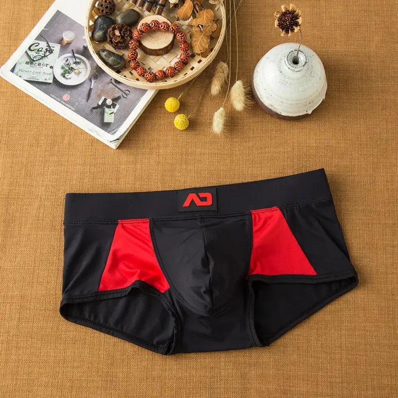 Cueca masculina de seda com leite de ângulo plano, confortável e adequada para a pele, respirável, sedosa, suave, secagem rápida, boxers baixos