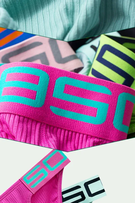2PCS Ribbed Texture Male Triangle Underwear Letter Elastic Waist U Convex Pouch Briefs BS813