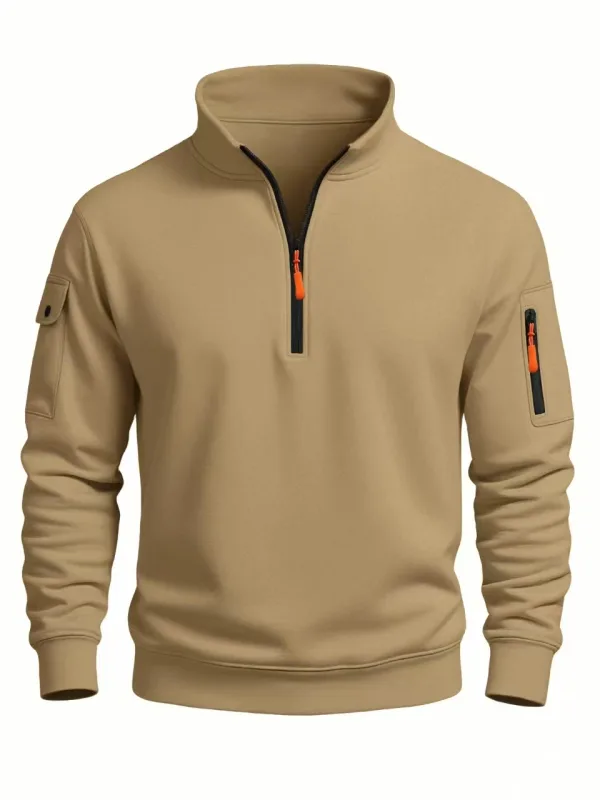 Men's Sweatshirt 2025 Autumn and Winter New Casual Sports Casual Long Sleeved High Neck Half Zipper Windproof Top