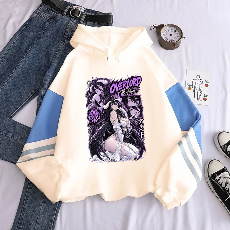 Anime Overlord Albedo Hoodies Trendy Harajuku Oversized Streetwear Men Women Clothing Long Sleeves Casual Fleece Hooded Pullover