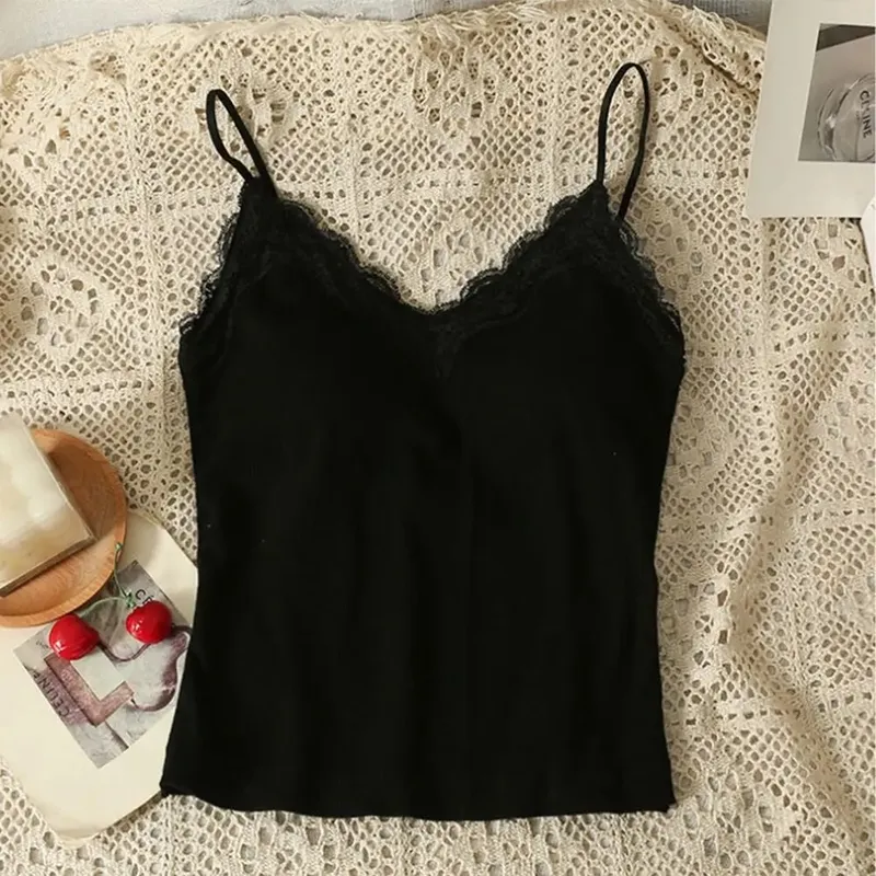 Kényelmes, légáteresztő csipke camisole pántos melltartó, egyszínű vágás felső szexi stílusú, vezeték nélküli nyári felső