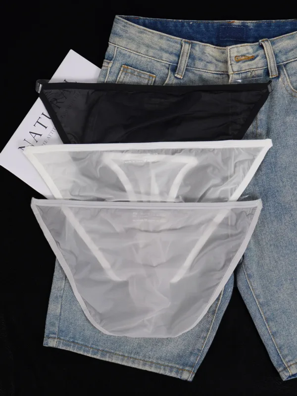 1 PCS Men's Ice Silk Mesh Sheer Ultra-Thin Cooling Briefs, Thin Transparent Waistband Hot Sale Daily Underwear Spring Summer — image 5