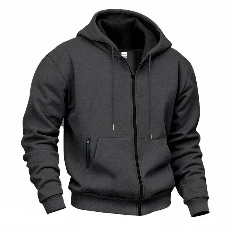 Novo 2026 outono casual sólido manga longa zíper com capuz moletom casaco masculino moda ao ar livre roupas esportivas jaquetas — image 42
