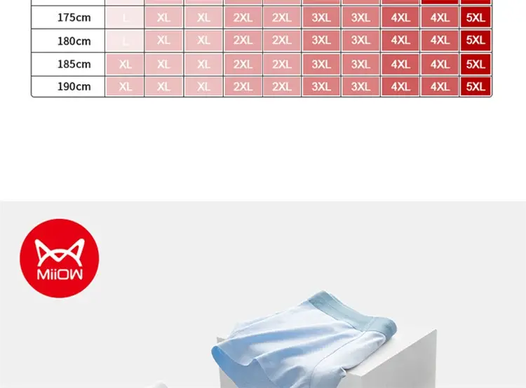 MiiOW 4Pcs Cotton Men's Panties Set Breathable Mesh Mens Underpants Graphene Antibacterial Underwear for Men Boxer Briefs L-5XL — image 13