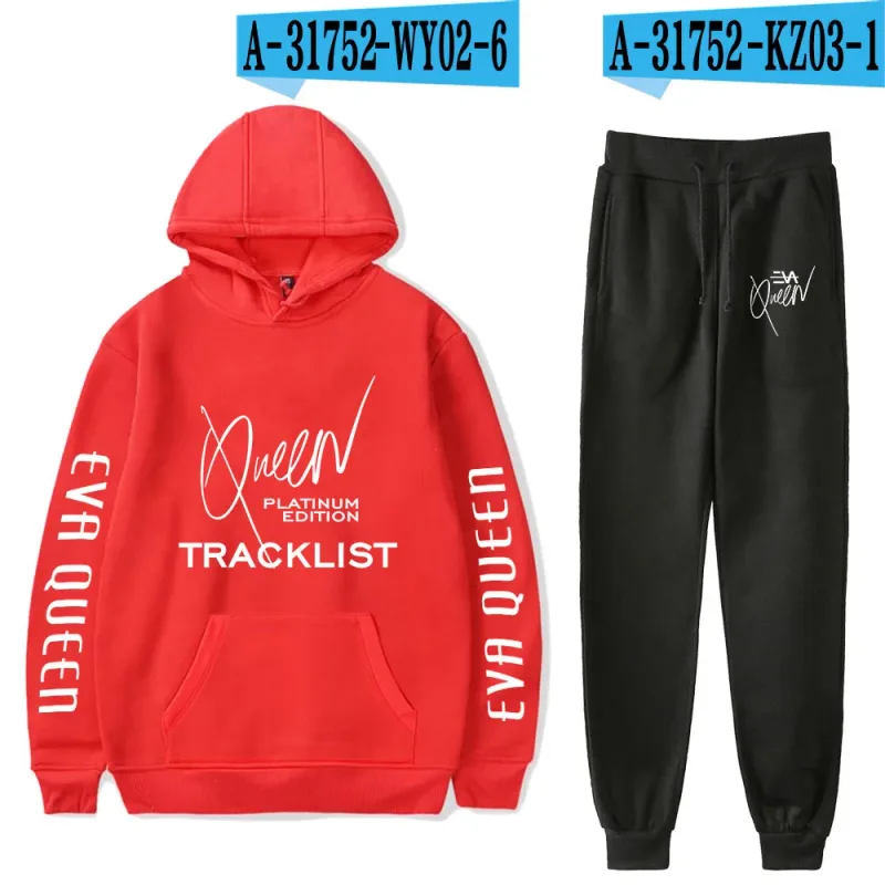 Hip hop confortável eva rainha impressão moletom moletom terno hoodies + calças terno meninos/meninas 2 peça conjunto roupas — image 34