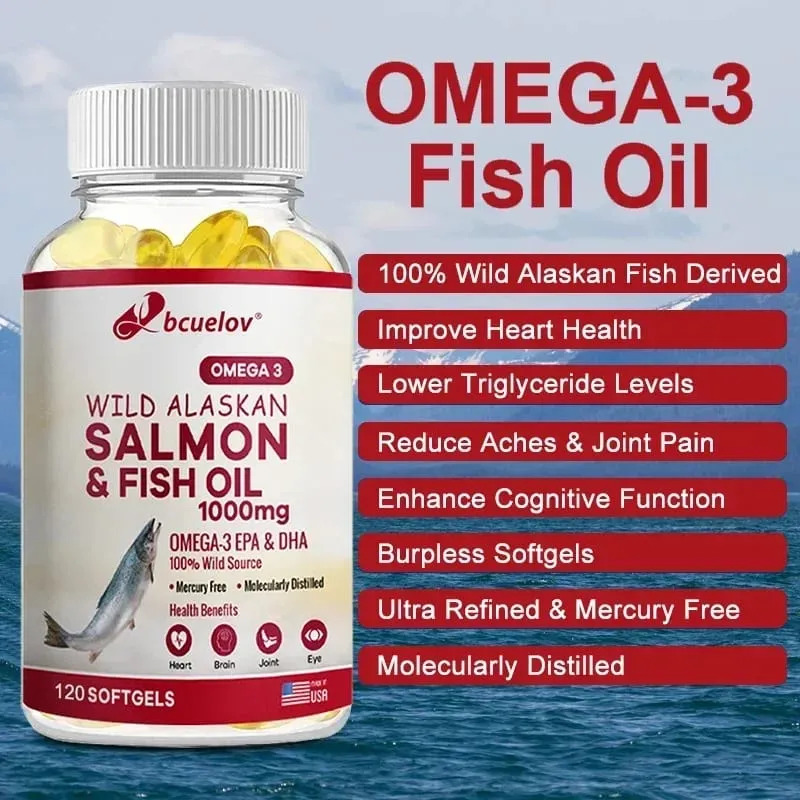 Vad alaszkai lazacolaj – tiszta hal Omega 3 EPA DHA zsírsavak – Támogatja az ízületek működését, az agy szem immunrendszerét és szív egészségét — image 5