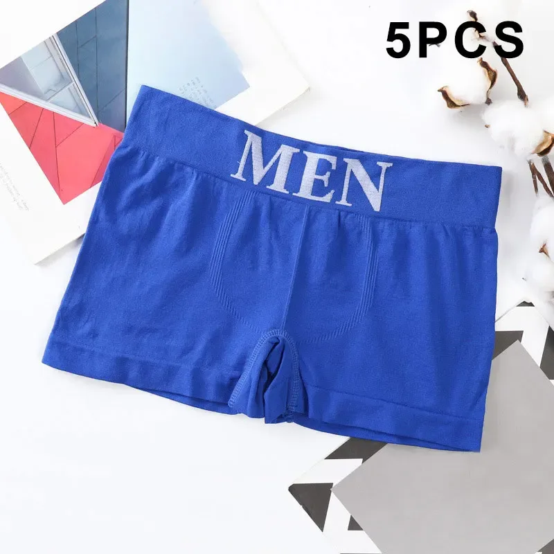 5Pcs Men's Plain Color Boxer Briefs Breathable High Elastic Cotton Underwear Soft Comfortable Underpants for Daily Gym Sports — image 9