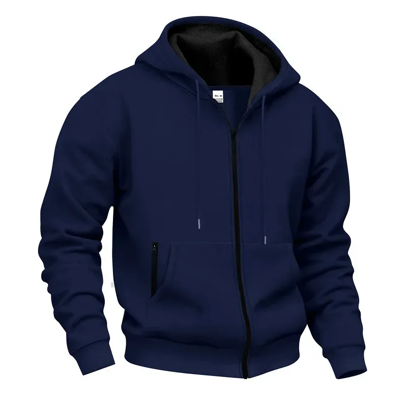 Novo 2026 outono casual sólido manga longa zíper com capuz moletom casaco masculino moda ao ar livre roupas esportivas jaquetas — image 17