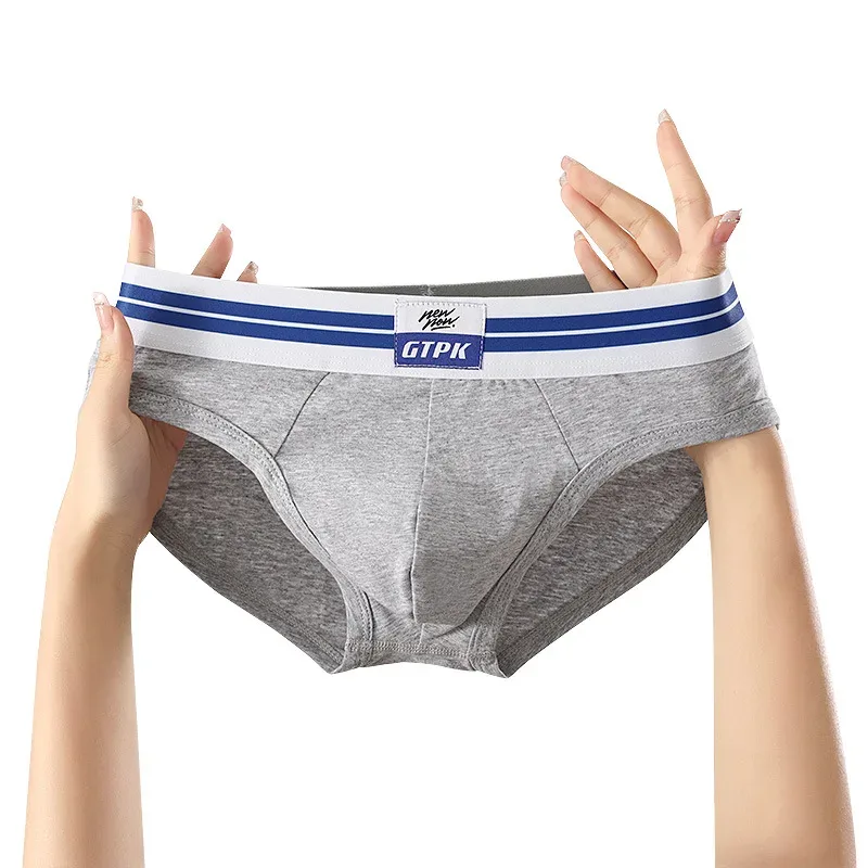 [Bloom the love] Märke 3st Cotton Brief Herr Underkläder Nya Herr Trosor Cuecas Masculina Homme Man Boxershorts Storlek M-3XL E099-HR