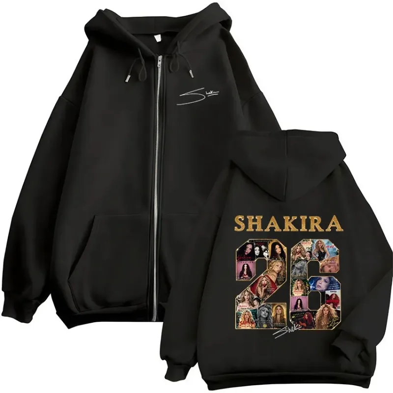 Shakira LMYNL 2026 World Tour Graphic Zipper Hoodies Men's Women Clothing Fashion Fleece Long Sleeve Zip Up Sweatshirts Jackets — image 1