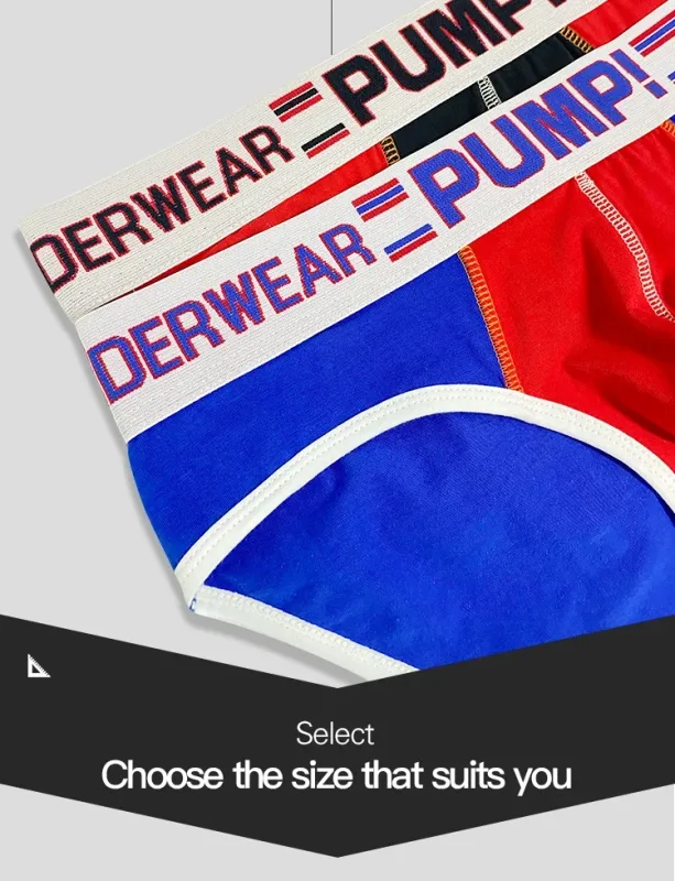 Panlalaking Cotton Color Block Brief, Pump! Logo Wide Waistband Low Rise Sexy 3D Convex Pouch Underwear 3256813080433415 — image 15