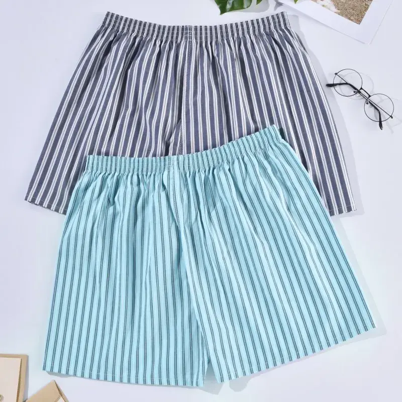 Panlalaking Boxer Shorts Kaswal na Cotton Sleep Underpants Panlalaking Kasuotang panloob Arrow Panties Striped Plaid Maluwag Kumportableng Homewear XL-4XL — image 2