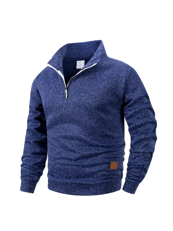 2Pcs Set Men 1/4 Zip Mock Neck Sweatshirt, Fleece Lined Pullover with Ribbed Cuffs Warm Casual Top for Fall Winter Daily Wear — image 21