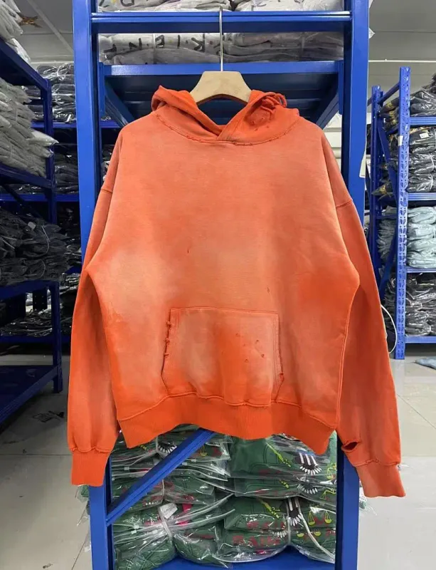 26FW SAINT x Ber B J Co-brand Big Logo Printed Women Men Washed Hooded Sweatshirt Hoodies Vintage Distressed Men Casual Hoodie — image 46