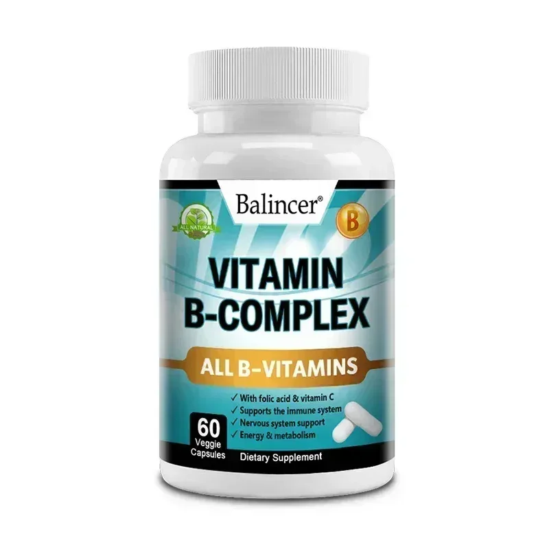Vitamin B Complex Supplement Containing Folic Acid and Vitamin C Supports Energy Immune Health Antioxidant Supplement