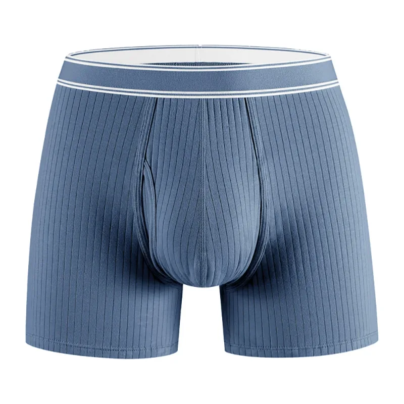 3PCS/Pack 100% Cotton Solid Striped Man Undrewear Lengthen Breathable Fitness Boxers Hombre Crotch Side Opening Men's Underpants — image 3