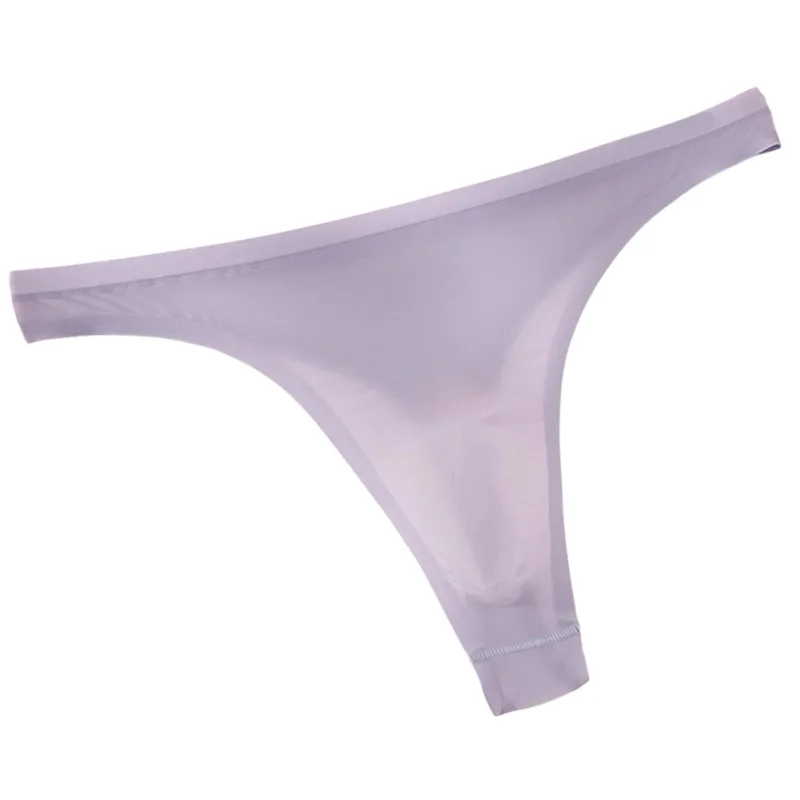 Men's Ultra-thin Ice Silk G-string 3D Bulge Pouch Thong See Through Underwear Low Rise Men Bikini Briefs U Pouch Lingerie