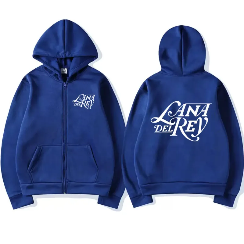 Sudadera con capucha y cremallera con logotipo gráfico de Lana Del Rey para hombre y mujer, sudadera Vintage de gran tamaño con cremallera, sudaderas con capucha de lana a la moda, chaquetas, ropa de calle