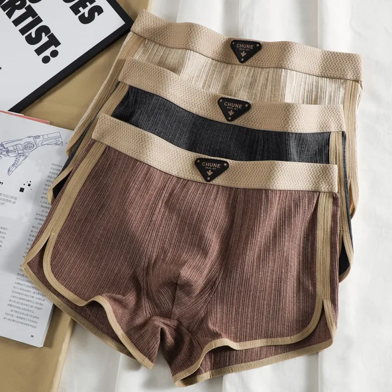 3 unidades/pacote 100% algodão sólido listrado calcinha masculina para 40-100kg malha respirável virilha cuecas boxers de cintura alta elástica