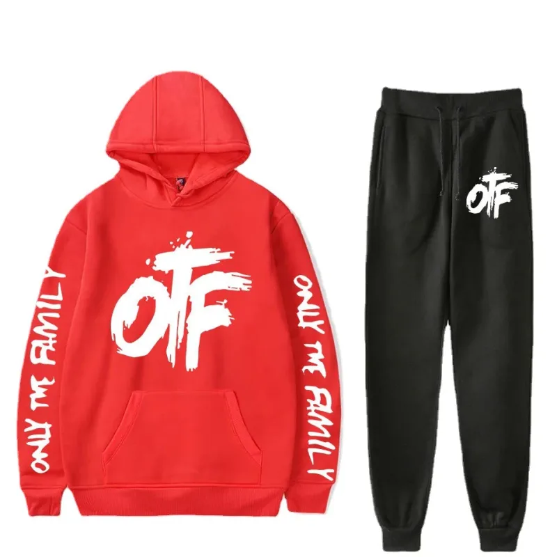 하라주쿠 편안한 재미 있은 OTF 편지 인쇄 운동복 운동복 정장 남성/여성 후드 + 바지 정장 귀여운 2 조각 세트 의류 — image 8