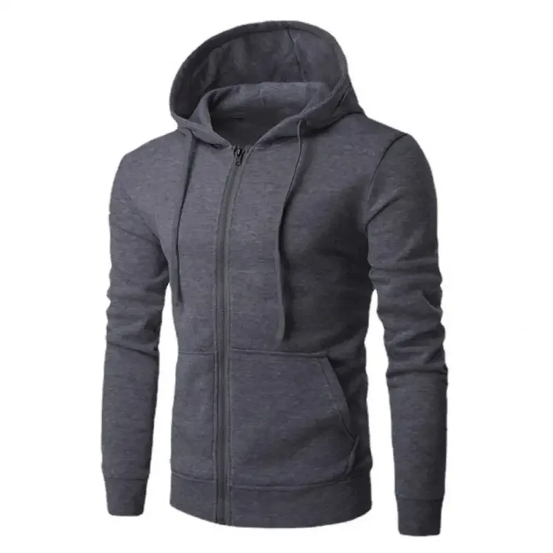 Mode fleece för män avslappnad luvtröja med dragkedja Lämplig för vår och höst