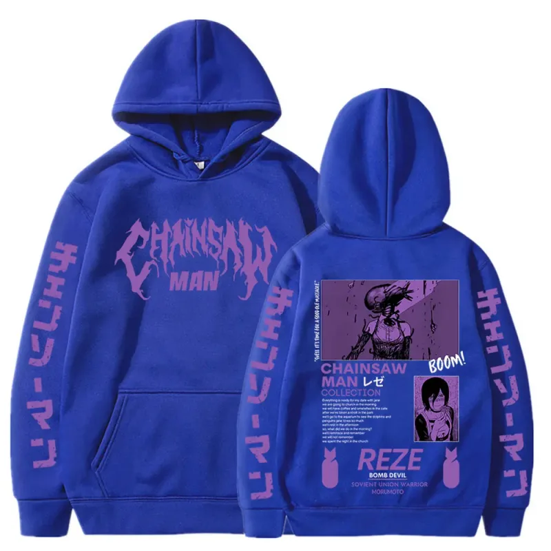 Anime Chainsaw Man Reze Harajuku Manga Graphic Hoodies Vintage Oversized Hooded Long Sleeves Cotton Hoodie Men Women Clothes — image 14