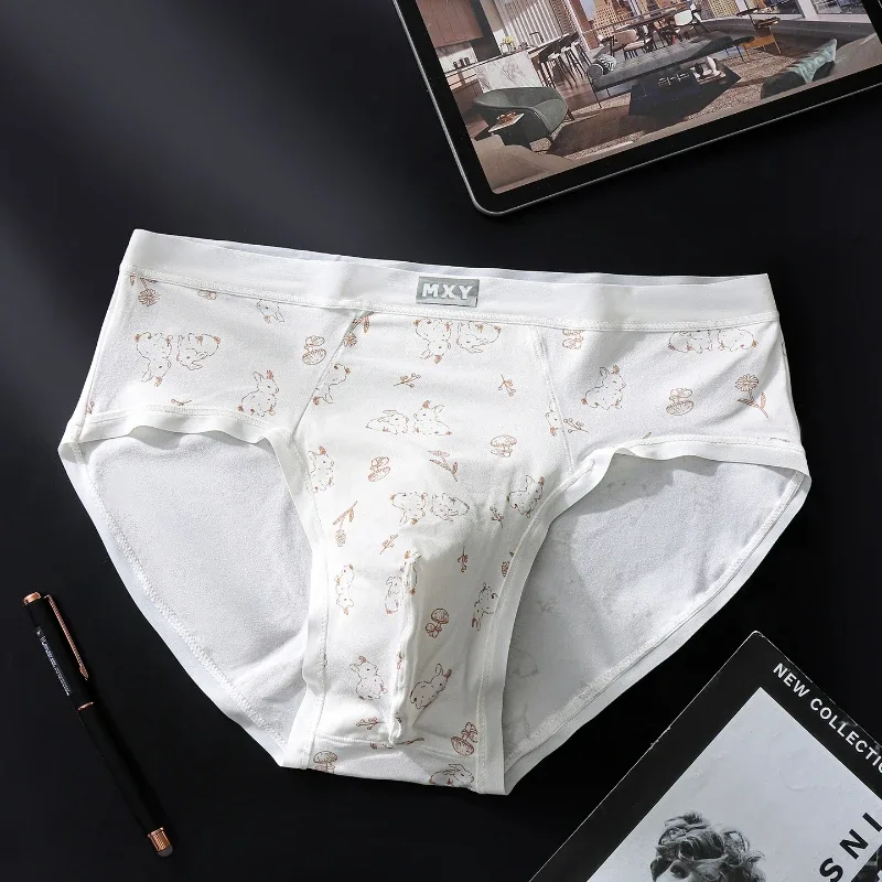 Men Sexy Briefs Sissy Lingerie Ice Silk Floral Print Panties U Convex Pouch Underwear Thin Daily Underpants Calzoncillos Hombre — image 4