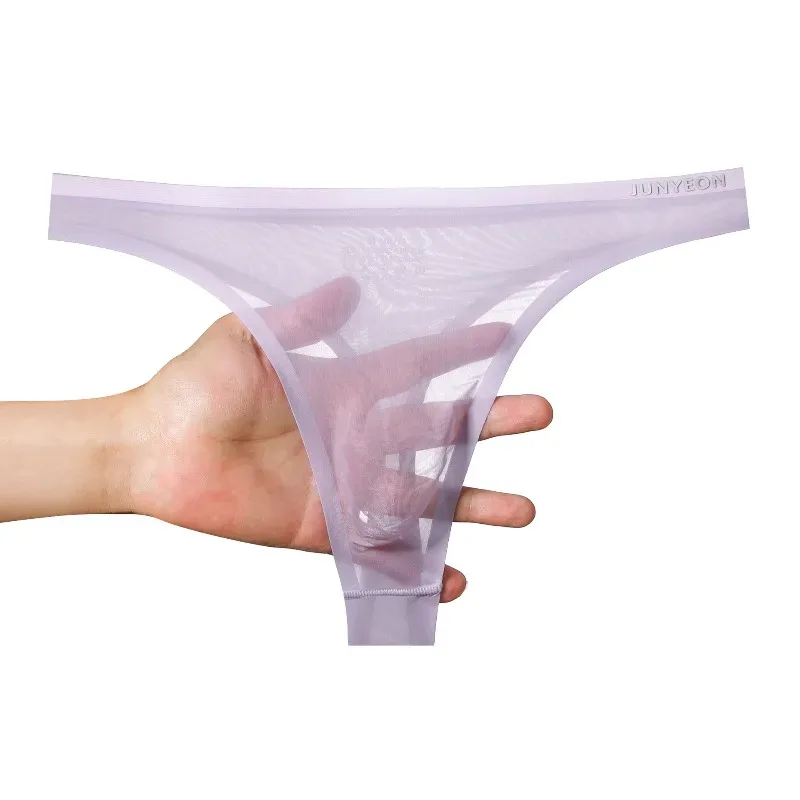 Men's Ice Silk Underwear Summer Ultra-Thin Nude Feel Breathable Seamless Sexy Transparent Underpants Pouch Lingerie Bikini Slip — image 9