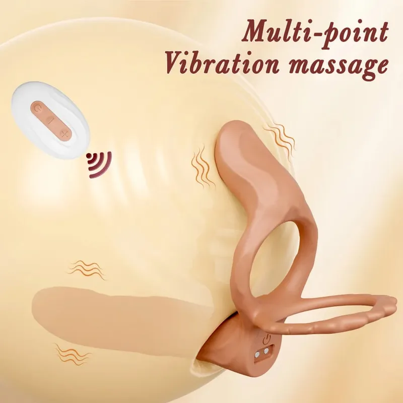 Double Penetration Vibrator for Couple Penis Ring Semen Cock Ring Penis Enlargement Delayed Vibrating Sex Toys for Men Adult — image 2