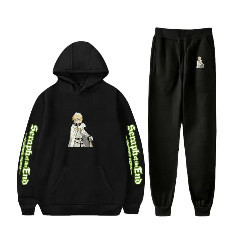 Harajuku Comfortable Seraph of the End Print Sweatshirt Sweatpants Suit Hoodies+ Pantalon Suit Boys/Girls 2 Piece Set na Damit