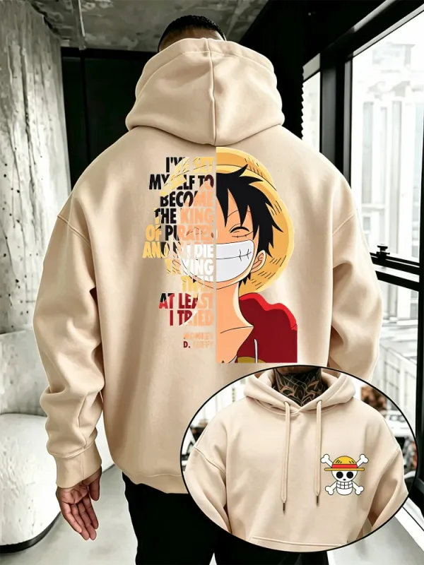 One Piece Anime Hoodie Monkey D Luffy Quote Print Streetwear Unisex Herr Dam Oversized Casual Sweatshirts Långärmade — image 7