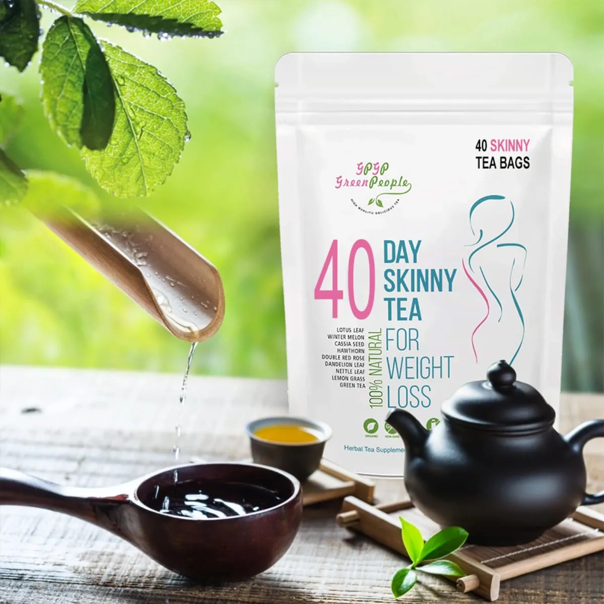 Συμπλήρωμα αδυνατίσματος Φυσικό 40 Days Herbal Detox Skinny χωρίς καφεΐνη Βιταμίνες και συμπληρώματα υγιεινής διατροφής χωρίς ΓΤΟ — image 4